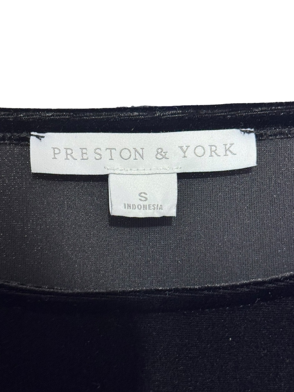 PRESTON & YORK Velvet Long-Sleeve Shift Dress S 19” p2p Black EUC - Picture 3 of 10